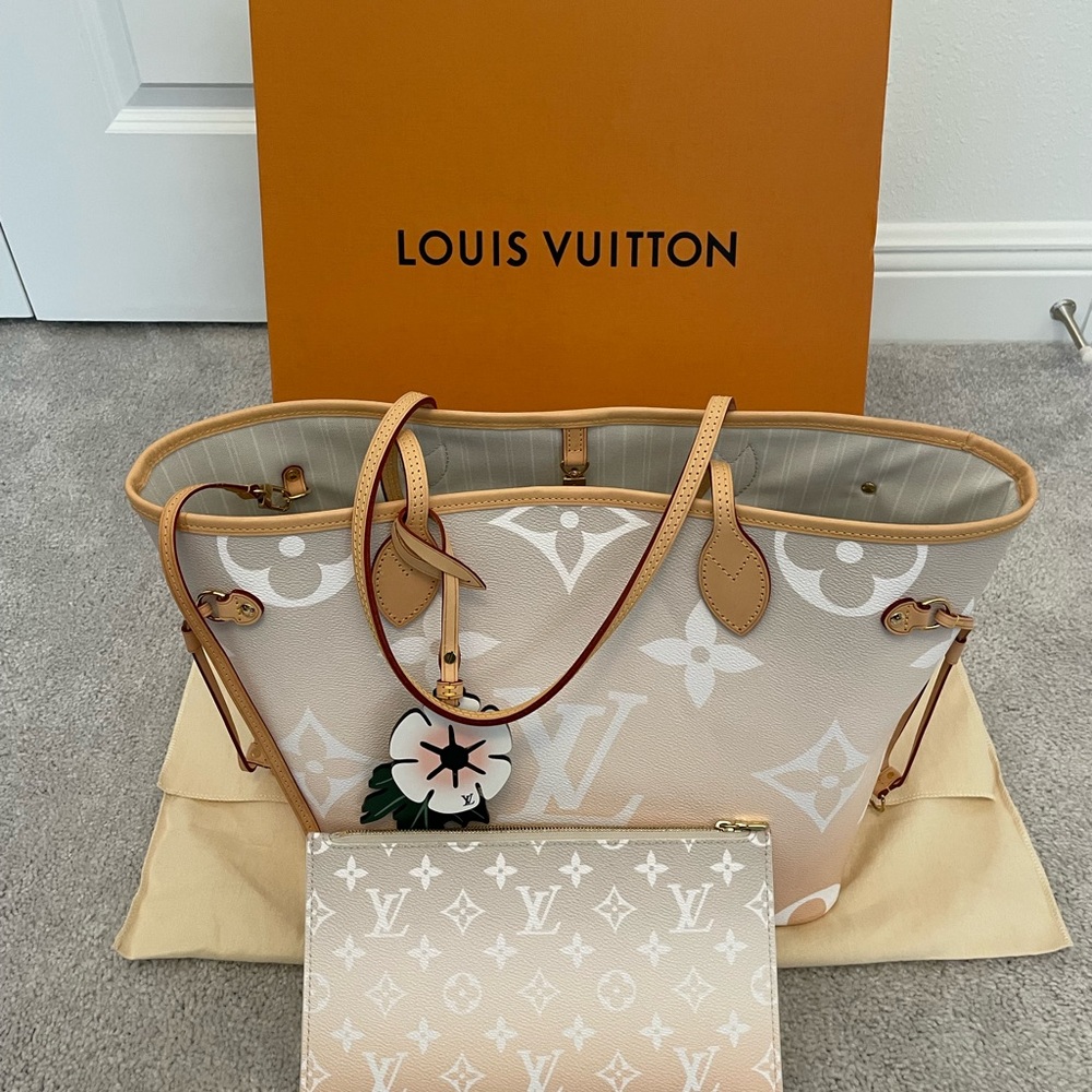 Louis Vuitton By the Pool Neverfull MM Tote in Mist